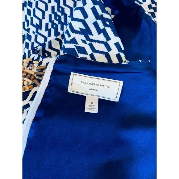Moulinette Soeurs Womens Blue&White Sheath‎ Dress 0 - Picture 5 of 6